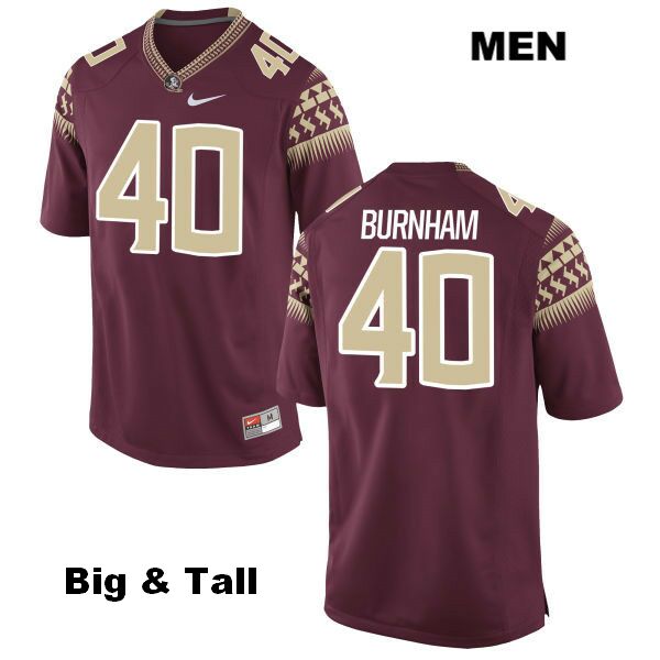 Men's NCAA Nike Florida State Seminoles #40 Ken Burnham College Big & Tall Red Stitched Authentic Football Jersey XXU2169GM